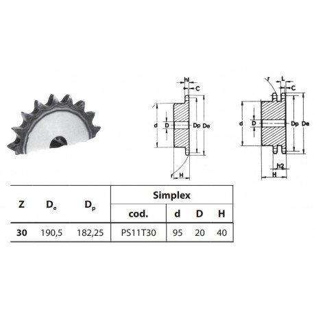 Kettingwiel 12B-1 30T-H