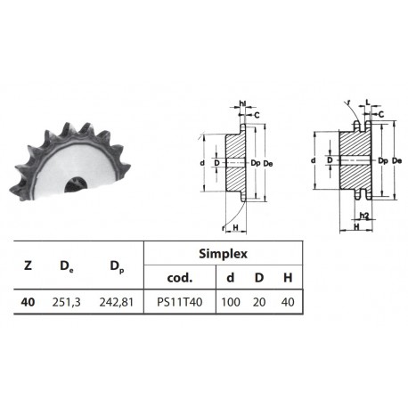 Kettingwiel 12B-1 40T-H