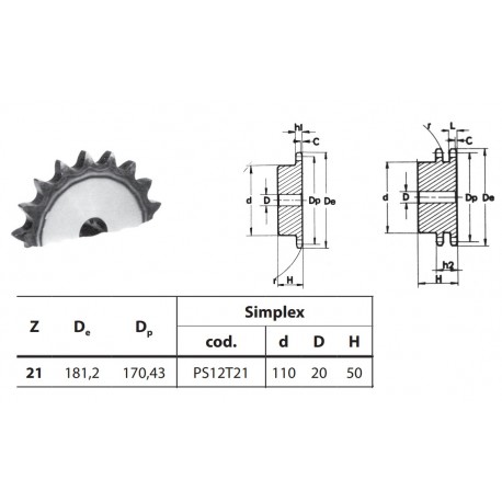 Kettingwiel 16B-1 21T-H