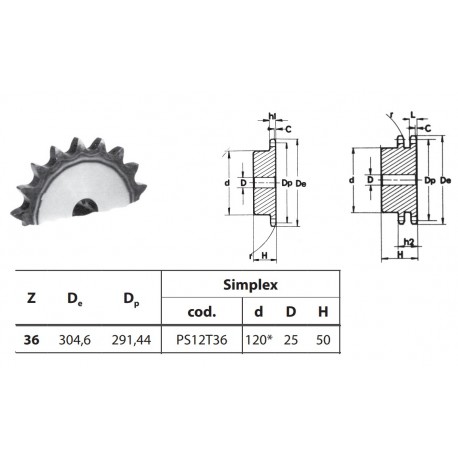 Kettingwiel 16B-1 36T-H