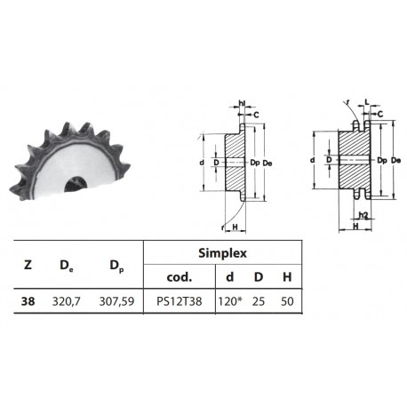 Kettingwiel 16B-1 38T-H