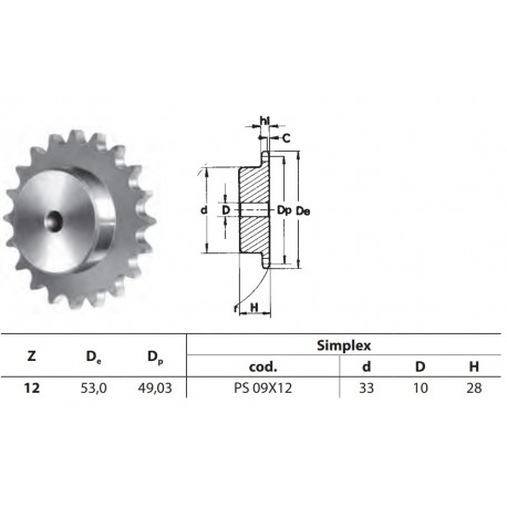 Kettingwiel 08B-1SS 12T