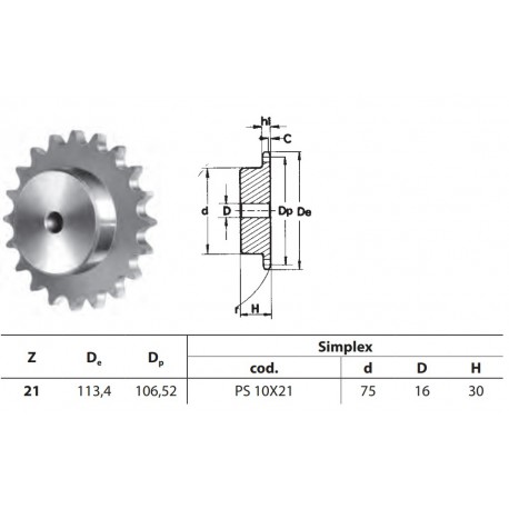 Kettingwiel 10B-1SS 21T