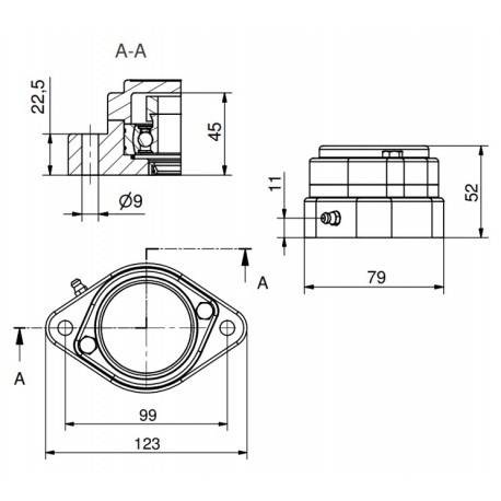 Ø25 - F2 - Flange bearing with stainless steel bearing, closed cover