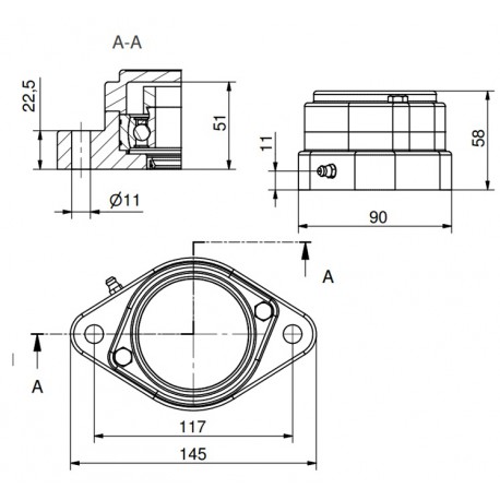 Ø30 - F2 - Flange bearing with stainless steel bearing, closed cover