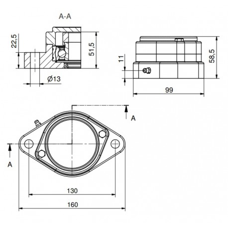 Ø35 - F2 - Flange bearing with stainless steel bearing, closed cover
