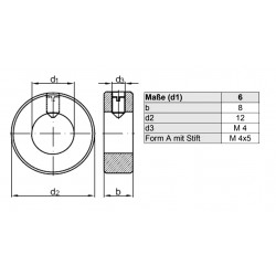 RVS stelring 06x12x08 DIN 705