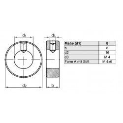 RVS stelring 08x16x08 DIN 705