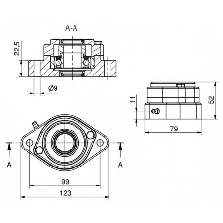 Ø25 - F2 - Flange bearing with stainless steel bearing, open cover