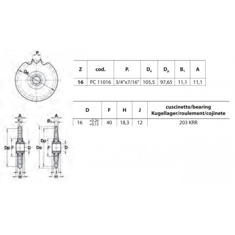 Spanwiel 12B-1 16T-H as16mm