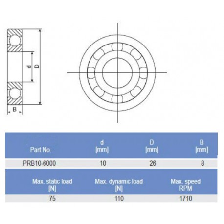 CSB PRB10-6000-PA-ES Kunststof lager RVS kogels