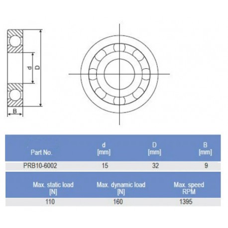 CSB PRB10-6002-PA-ES Kunststof lager RVS kogels