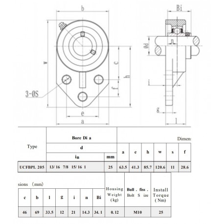 Kunststof lagerblok zwart rvs lagerinsert SSUCFB205