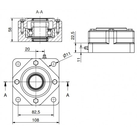 Ø30 - F4 - Flange bearing with stainless steel bearing, open cover