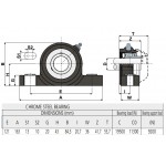 Kunststof lagerhuis blauw RAL 5005 stalen insert UCP 206 afgedicht met oliekeerring