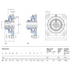 SKF Y-flenslagerblok vierkant FY 25 FM
