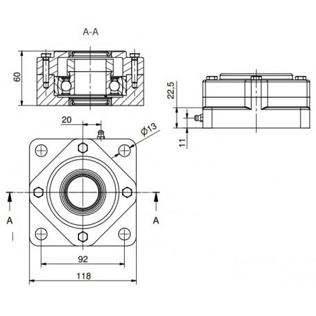 Ø35 - F4 - Flange bearing with stainless steel bearing, open cover