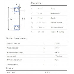 SKF Groefkogellager 6007-2RS1