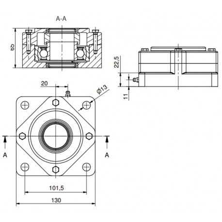 Ø40 - F4 - Flange bearing with stainless steel bearing, open cover