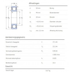 SKF Groefkogellager 6210-2RS1