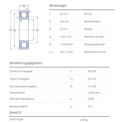 SKF Groefkogellager 6213-2RS1