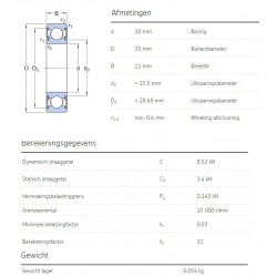SKF Groefkogellager 6300-2RSH