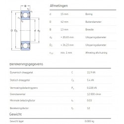SKF Groefkogellager 6302-2RSH