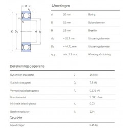SKF Groefkogellager 6304-2RSH