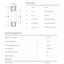 SKF Groefkogellager 6306-2RS1