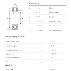 SKF Groefkogellager 6307-2RS1