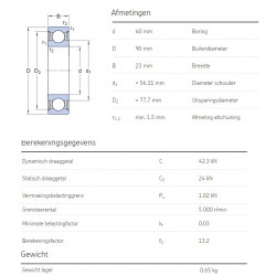 SKF Groefkogellager 6308-2RS1