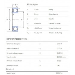 SKF Groefkogellager 61803-2RS1