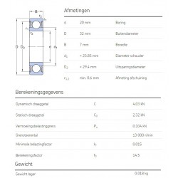 SKF Groefkogellager 61804-2RS1
