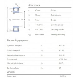 SKF Groefkogellager 61809-2RS1