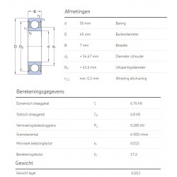 SKF Groefkogellager 61810-2RS1