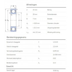 SKF Groefkogellager 61902-2RS1