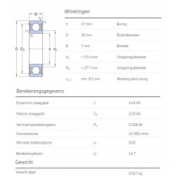 SKF Groefkogellager 61903-2RS1