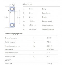 SKF Groefkogellager 61907-2RS1