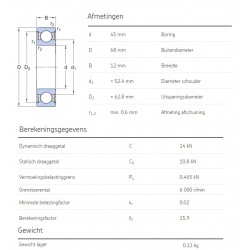SKF Groefkogellager 61909-2RS1
