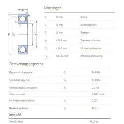SKF Groefkogellager 61910-2RS1