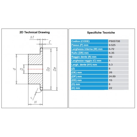 Kettingwiel 06B-1 08T-H