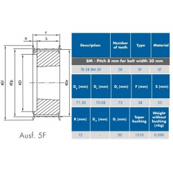 TL-Tandriemschijf 28-8M-30 5F 1210