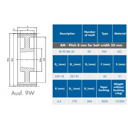 TL-Tandriemschijf 90-8M-50 9W 3020