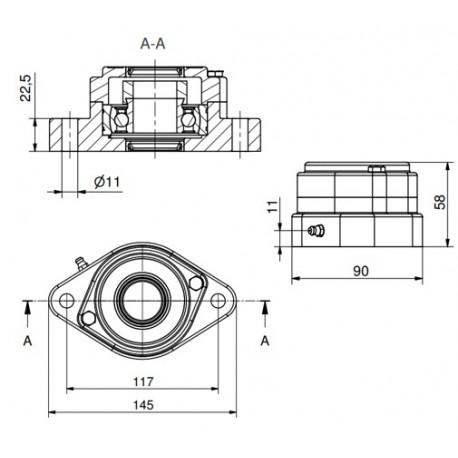 Ø30 - F2 - Flange bearing with stainless steel bearing, open cover