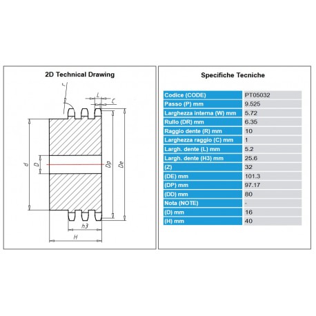 Kettingwiel 06B-3 32T-H