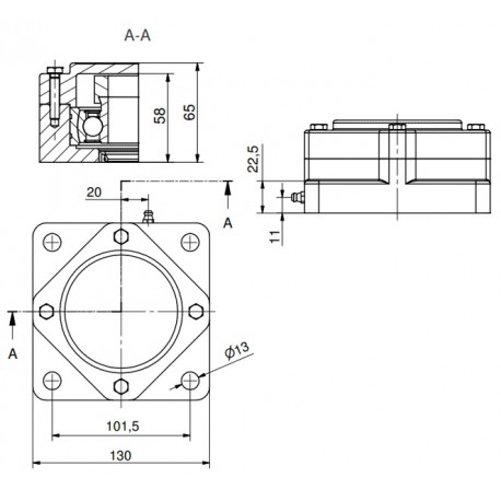 Ø40 - F4 - Flange bearing with stainless steel bearing, closed cover