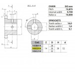 Kettingwiel 10B-1 14T-H 30H7+++ (spiebaan+2xtap)
