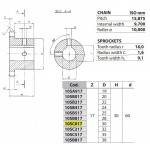 Kettingwiel 10B-1 17T-H 30H7+++ (spiebaan+2xtap)