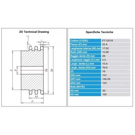 Kettingwiel 16B-3 18T-H
