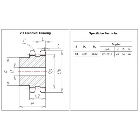 Kettingwiel 10B-2 13T-H
